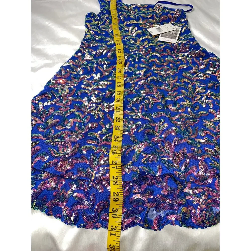 NWT LOVE, NICKIE LEW Sequin Asymmetric Party / Performance Dress - Girl' Size 12